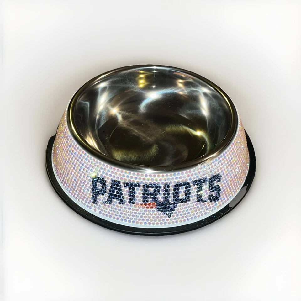 New England Patriots, Bling Covered Stainless Steel Pet Bowl. New - Image 3 of 3