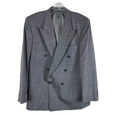 Givenchy Monsieur Vintage Double-Breasted Blazer - Gray Micro-Check