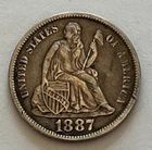 1887 San Francisco Mint Silver Seated Liberty Dime - VF+  Tougher Date