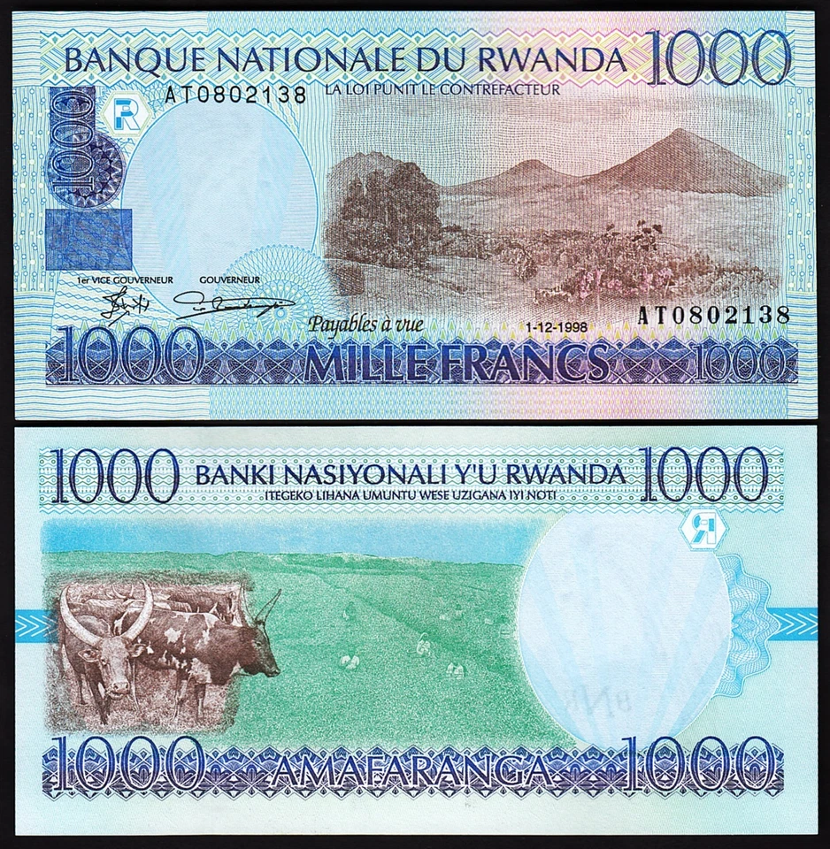 Rwanda 1000 Francs 1998, UNC, 5 Pcs LOT, Consecutive, P-27 - Image 2 of 4