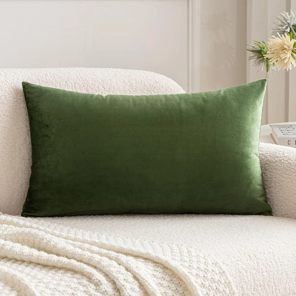 MIULEE Polyester Pillow Cover Soft Luxury 20" x 12" (Pack of 1), Moss Green