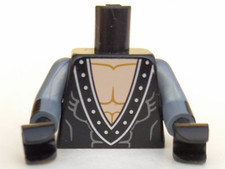 LEGO Black Torso Batman Muscles Outline, V-Neck with Silver Rivets 973pb2571c01
