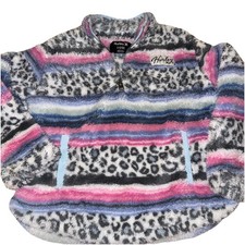 New 48.00 HURLEY Girls Quality Sherpa Printed Quarter-zip Jacket - Size: 6X/6