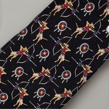 Brooks Brothers MAKERS Dog Bow & Arrow Archery Motif Silk Necktie Made in USA