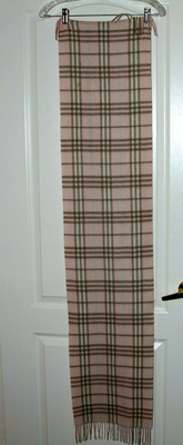 Burberry London 100% Cashmere Nova Check Powder Pink Scarf #27 | eBay