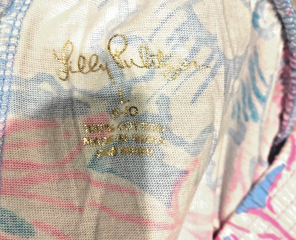 Pantalones Cortos Lilly Pulitzer Niñas Grandes 8-10 Rosa/Azul Cintura Elástica Foto 2 de 2