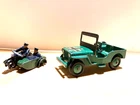 Vintage Dinky Vehicles - Set of 2; Jeep and Police Motorcycle with Sidecar.