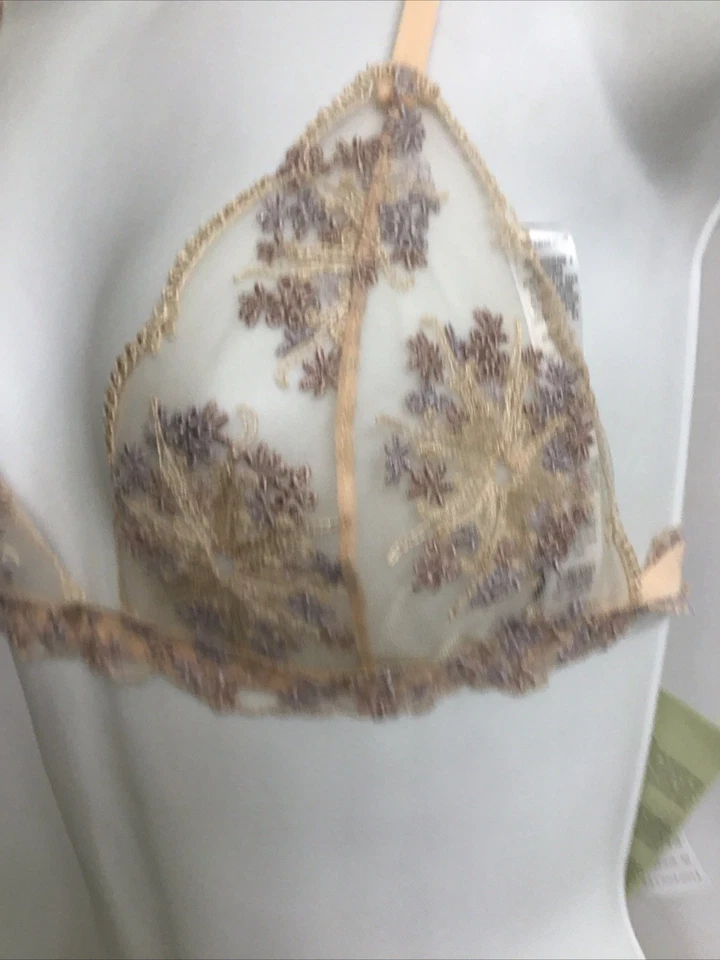 Conjunto de bragas sujetador la perla nude melocotón lila bordado floral nuevo con etiquetas talla 34B Foto 3 de 4