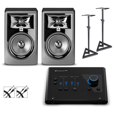 PreSonus Quantum ES2 Audio Interface wJBL Studio MonitorsCablesStands 305MKII