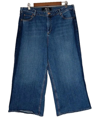 Boden Jeans Womens 14R Blue Wide Leg Cropped York Denim High Rise Casual Pants