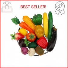 Meiwlong 16 Pcs Fake Vegetables,Realistic Plastic Fake Fruit and Vegetable Decor