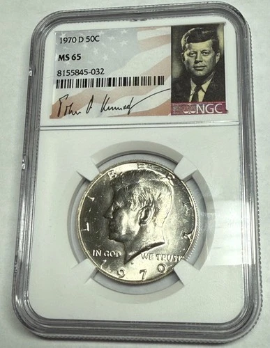 1970-D 40% silver gem BU Kennedy half dollar. NGC MS65. Exact coin shown #mr032