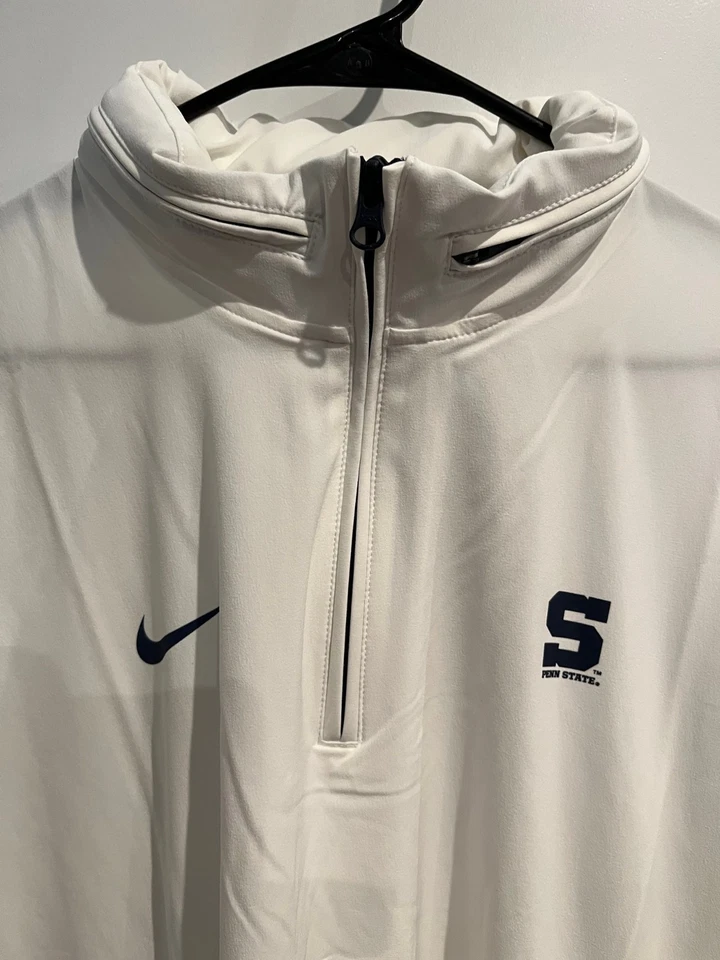Nike Penn State Nittany Lions Football Coaches Jacket White 1/4 Zip Hooded Large - Image 3 of 4