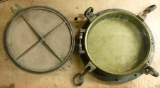Nautical Brass Ship Porthole  W / Glass & Storm Cover  Glass 15" dia.  Genuine