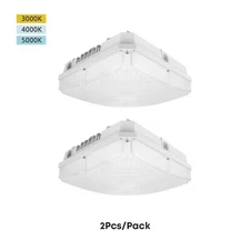 2-Pack White LED Canopy Light Wattage and CCT Adjustable ETL DLC Listed