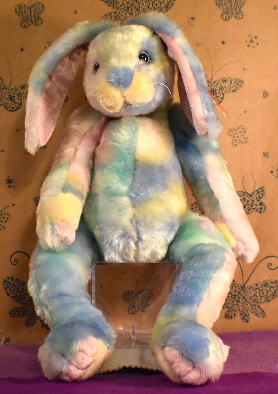 2001 TY Classic Plush "Twitcher" Colorful Easter Tie-Dye Bunny Rabbit 16"