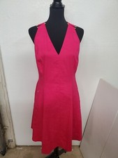 Elie Tahari Pink Amour Sleeveless 'Selene' V Neck Linen- Blend Size 10