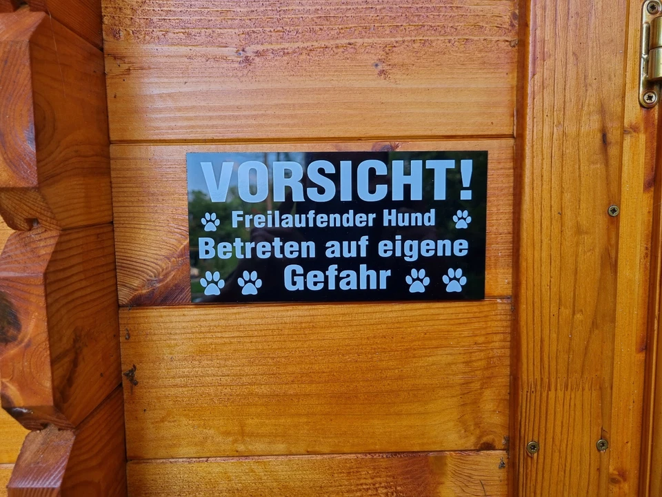 Achtung Freilaufender Hund Schild Schilder Acrylglas Schwarz 20x10 Aluverbund - Bild 3 von 4