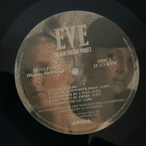 The Alan Parsons Project Eve Lp 2011 Arista Records MOVLP 189 - Picture 4 of 16