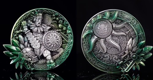 2024 Quetzalcoatl 10 oz .999 Silber 3D Münze Antik Finish 5000 Francs CFA - Bild 2 von 10