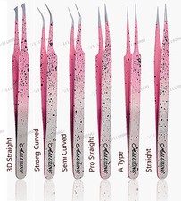 Alluring Ombre Silver Pink w/ Black Speckles Tweezers Eyelash Extensions