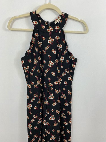 NUEVO Mono Francesca's Miami Negro Rojo Floral Talla XS 90 Sin Mangas Cuello Alto - Imagen 2 de 10
