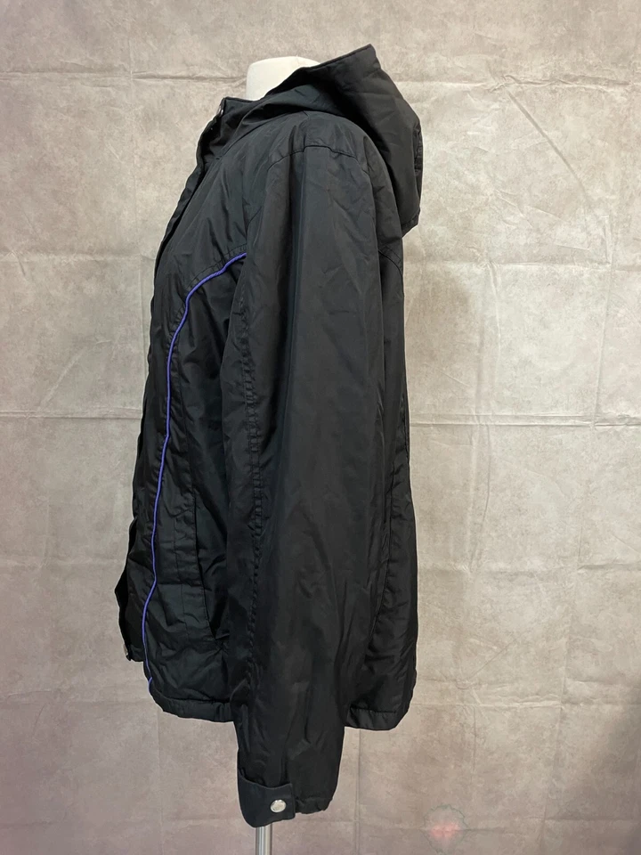 Chaqueta cortavientos vintage descolorida Glory para mujer negra con capucha a presión interior cremallera talla L Foto 3 de 4