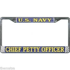 NAVY CHIEF PETTY OFFICER CHROME MADE IN USA LICENSE PLATE FRAME