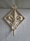 Coat Hat Hook Double Fleur de Lis Glass Knobs French Country  Wall Mount