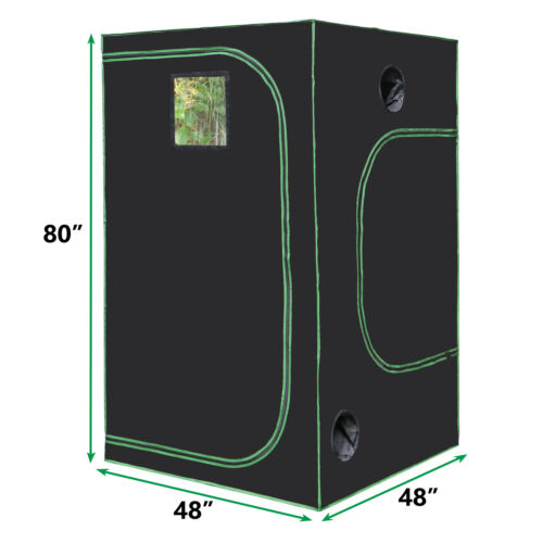 Hydroponic Grow Tent with Observation Window and Floor Tray Indoor 48""x48""x80"