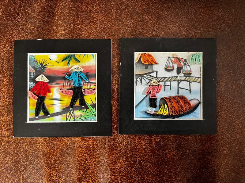 set of 2 japanese hand made magnets square craft 
