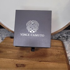 Vince Camuto Aldo Watch VCW2100M Black With White Stitching Navy Dial NEW