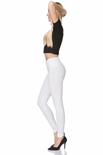 Women's Full Length High Waisted Cotton Leggings Plain Pants 8-20 UK Size LWP - Picture 94 of 102