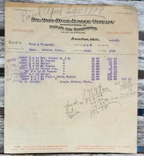 1909 Letterhead Michigan Athens Ohio Ironton The Ohio River Lumber Company