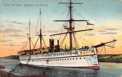 Egypt - Suez Canal - HMS Serapis troopship at El Ferdan - Publ. A. & M. B. 70