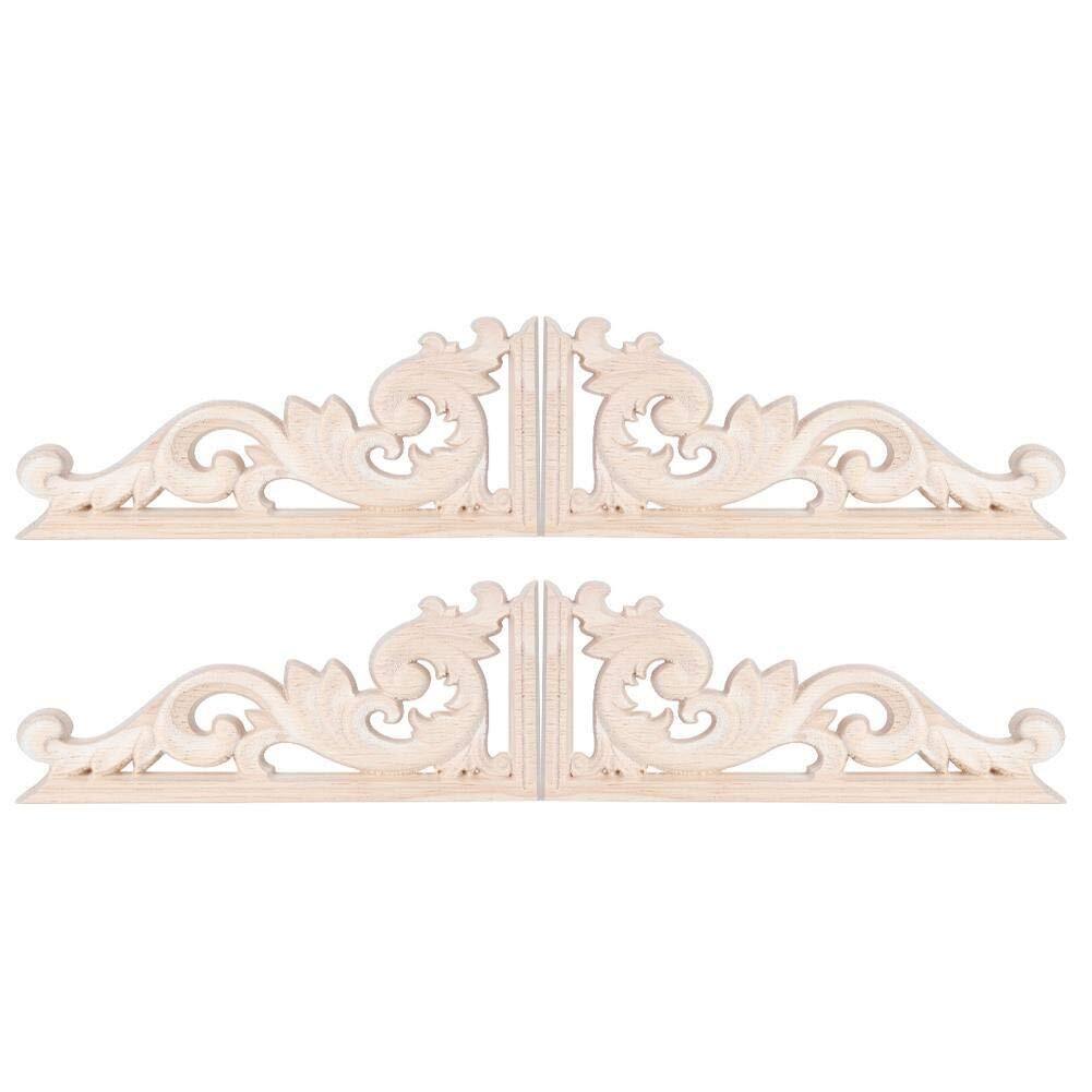 Belissy 4Pcs European Style Vintage Wood Carving Corner Applique Decal Home Furn