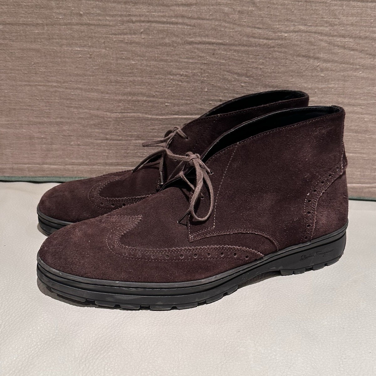 Mens Salvatore Ferragamo Black‎ Suede Dress Shoes Chukka Ankle Boots Size 7.5 D SALVATORE FERRAGAMO Size 11.5 Black Leather Chukka Boots  main image 2