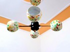 Multicolored Paint Splatter 4 cardinal directions Arms Brass Ceiling Lights
