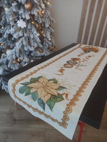 Mantel Tela de Navidad Tapiz Paño de mesa Regalos de Año Nuevo Hilo de Oro - Imagen 11 de 12
