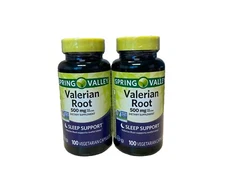 Spring Valley Valerian Root Dietary Supplement 500mg, 100 Capsules 2 Pack Bundle