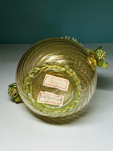 MURANO SALVIATI Vase Floral Original Label Gold 6” Tall - Picture 7 of 7