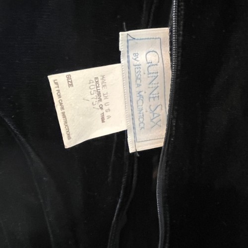 Jessica McClintock Dress Girl 7 Gunne Sax Puff Sleeve Black Velvet Green Glitter - Picture 7 of 8