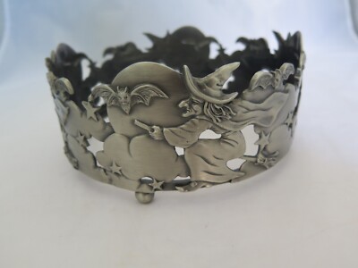 Halloween Witch on a Broomstick Metal Candle Ring - h5