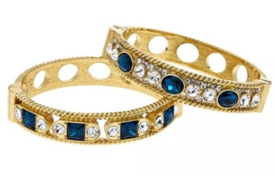 Heidi Daus ''Stack It'' Crystal Bangle Bracelet 2-piece Set-Montana Agate-7 in-NWT