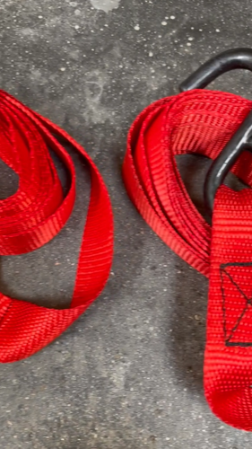 3 correas compactas y fuertes de 1 pulgada x 10 pies con extremo de gancho en S para todos los vehículos carga roja - Vídeo 1 de 1