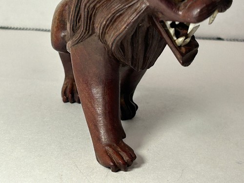 Vintage Hand Carved Rosewood Chinese Lion Teeth & Glass Eyes - Stunning Piece! - Picture 14 of 24