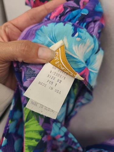 Vintage 1980s Floral Dress, Roamans, Plus Size Purple Blue Pink Floral Summer - Picture 17 of 18
