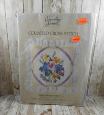 Something Special Counted Cross Stitch Pansy Ribbon Pillow 50118 12X12