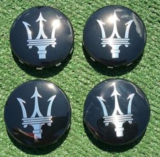 Factory Maserati Center Caps Black Ghibli Levante Wheel Set of 4 New Genuine OEM
