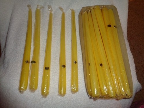 Candles Yellow 12" Taper Vintagr Hong Kong Lot of 12 - Picture 4 of 8